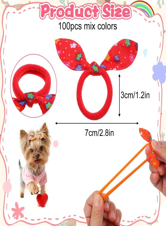 WJIAAA Dog Bows with Rubber Bands,Dog Hair Accessories Set, 100pcs Cute Puppy Dogs Small Bowknot Hair Bow Dogs Fur Bows - Image 4